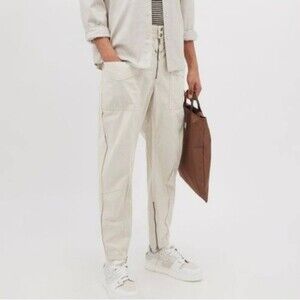 Isabel Marant Tilsen Luxury Cotton Canvas Tapered Leg Zippered Trousers Size 40